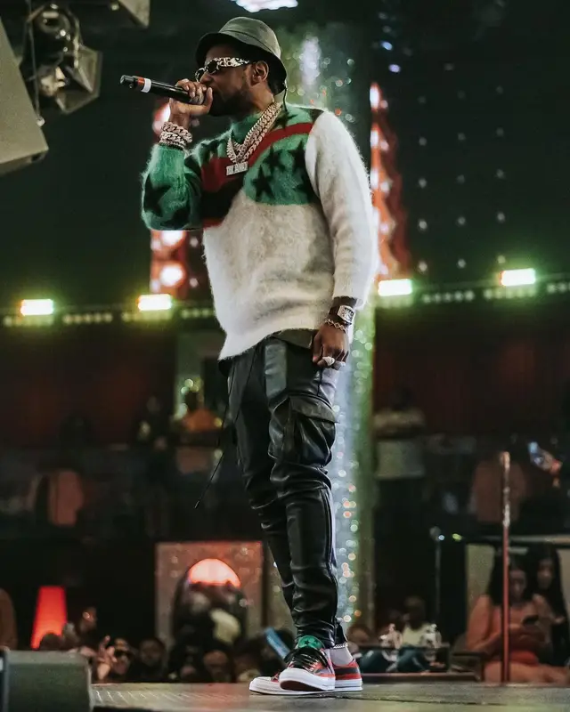 Fabolous outfit in Denim Tears, Balenciaga, and Loewe, 2022