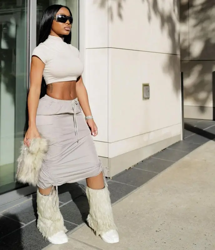 Jayda Wayda outfit in Pretty Little Thing and Rick Owens, 2022