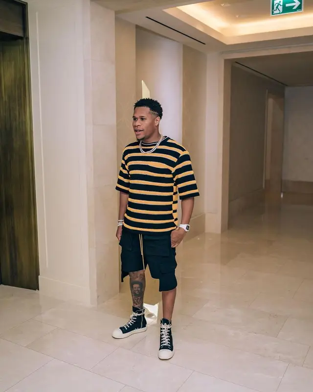 Devin Haney outfit in Marni, Rhude, and Rick Owens, 2022
