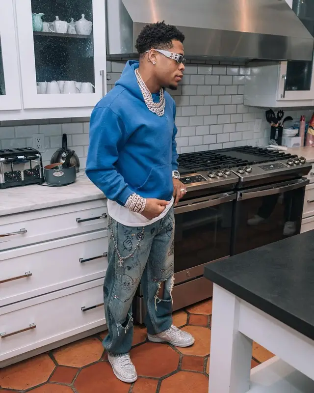 Devin Haney outfit in Nike, Louis Vuitton, and Balenciaga, 2022