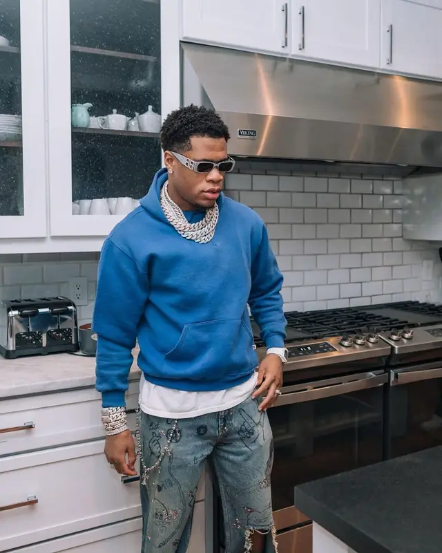Devin Haney outfit in Nike, Louis Vuitton, and Balenciaga, 2022
