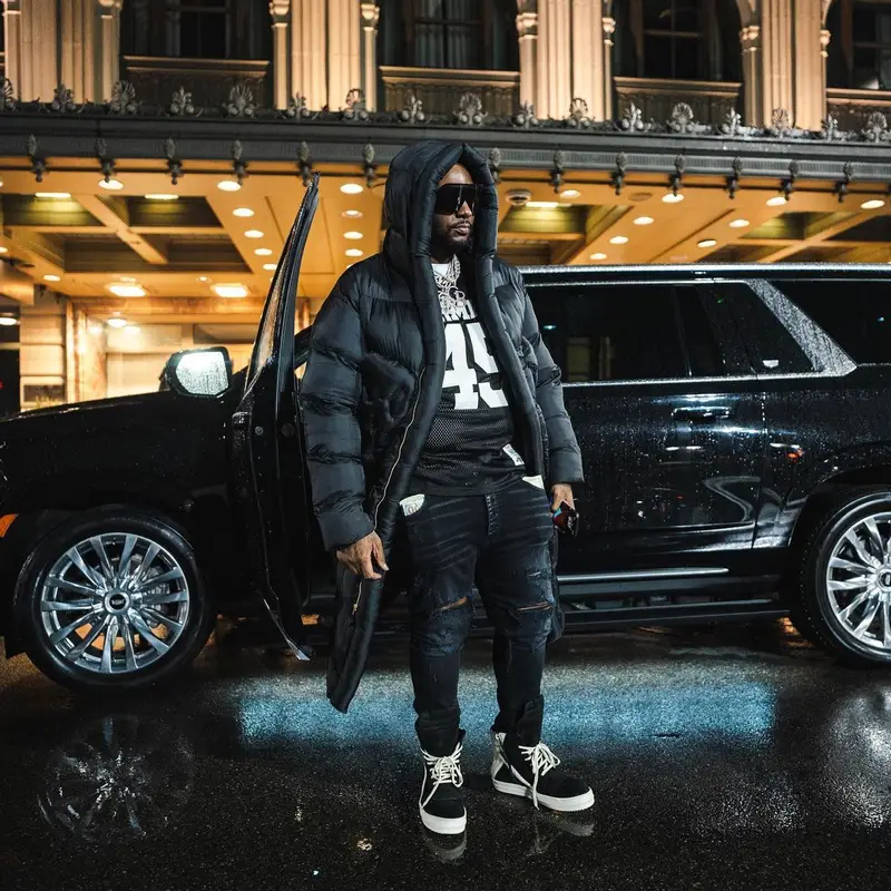 Peezy outfit in Dezdelmar, Amiri, and Rick Owens, 2022