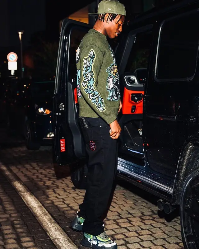 Rafael Leao outfit in Off-White and Prada, 2022