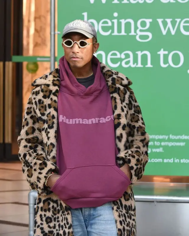 Pharrell Williams outfit in Tiffany&Co, Human Made, and Girls Don't Cry, 2022