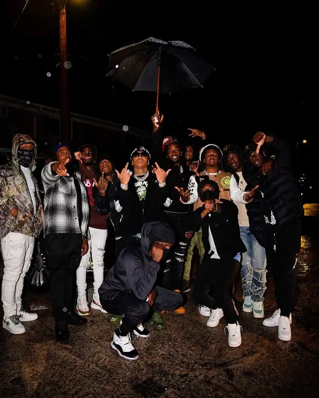 Lil Gotit outfit in Bape, Dior, and Palm Angels, 2022