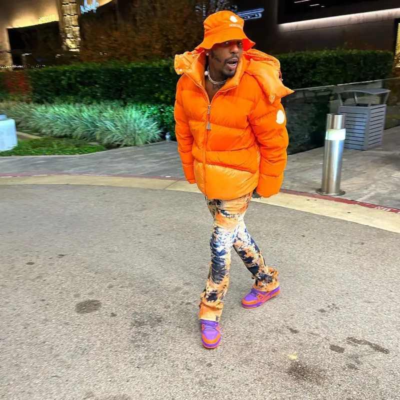 Sauce Walka outfit in Valabasas, Louis Vuitton, and Moncler, 2022