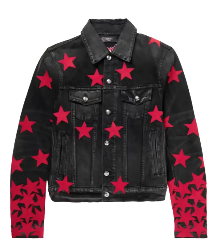Amiri Slim Fit Appliqued Denim Trucker Jacket $2445