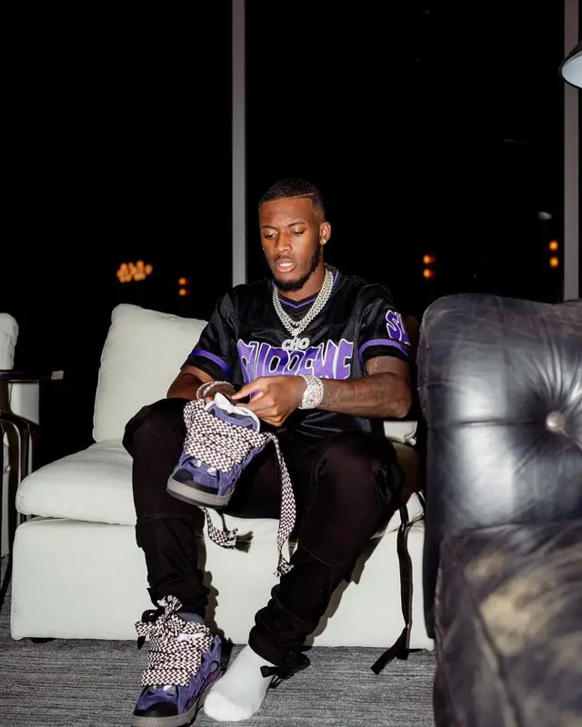 Callum Hudson-Odoi outfit in Supreme, Amiri, and Mitchell & Ness, 2022
