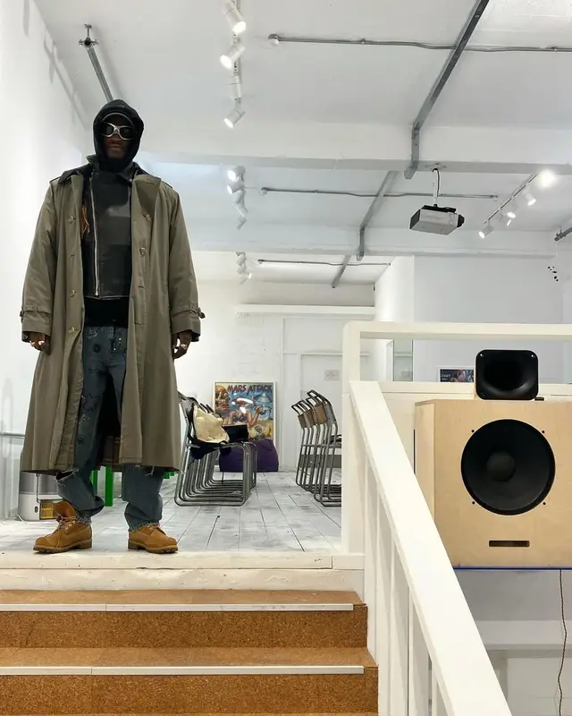 ASAP Nast outfit in Burberry, Timberland, and Balenciaga, 2022