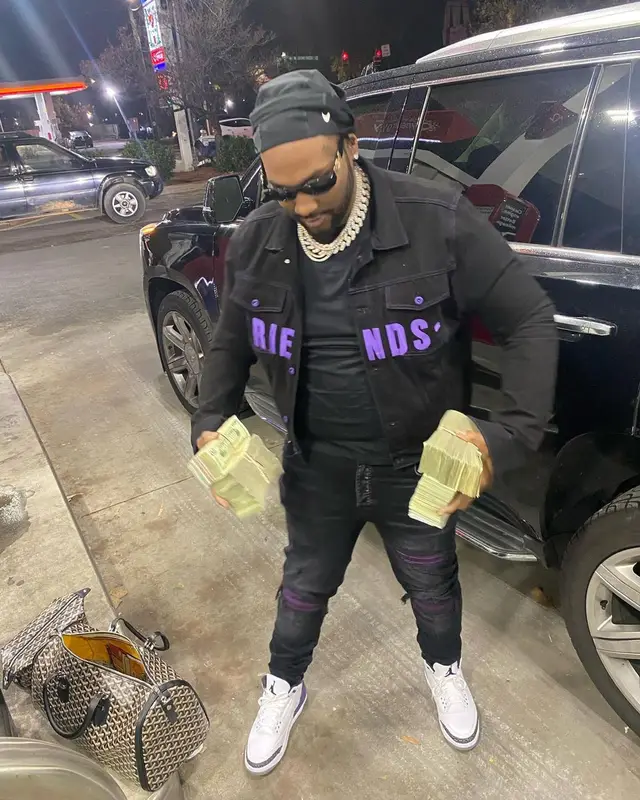 Peezy outfit in Vlone, Amiri, and Versace, 2022