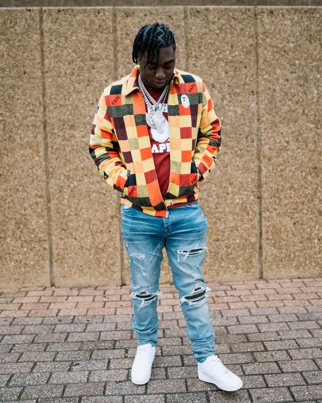 Fredo Bang outfit in Bape, Amiri, and Nike, 2022
