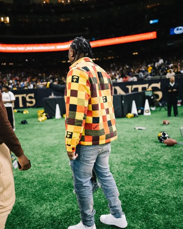 Fredo Bang outfit in Bape, Amiri, and Nike, 2022
