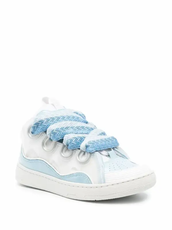Lanvin Curb Lace-up Leather And Pvc Low-top Trainers In Multi-colored $1150