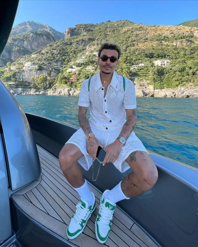 Dele Alli outfit in Amiri, Louis Vuitton, and Chanel, 2022