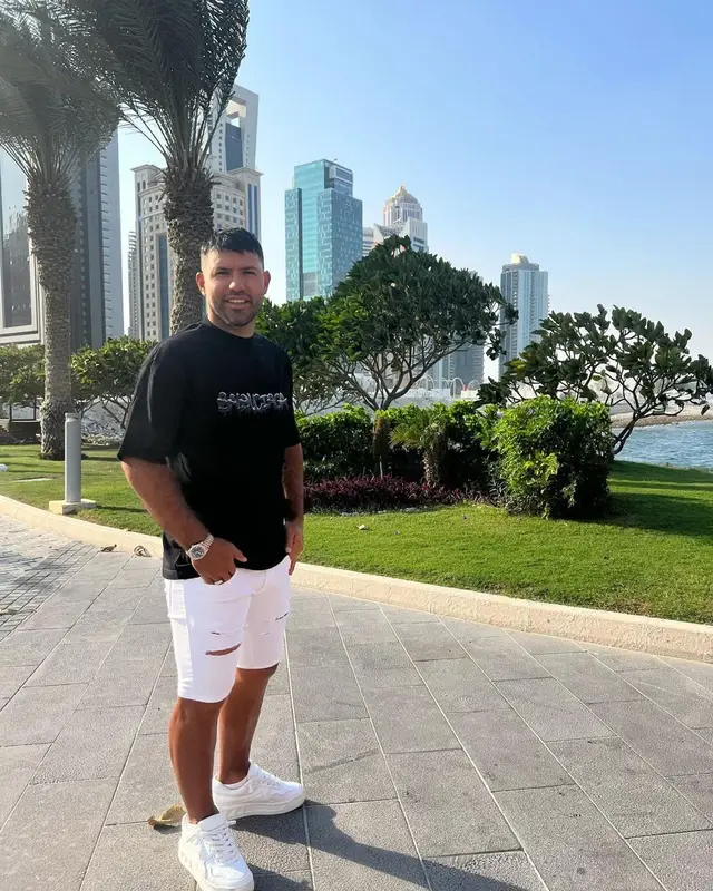 Sergio Leonel Aguero outfit in Balenciaga, Valentino, and Adidas, 2022