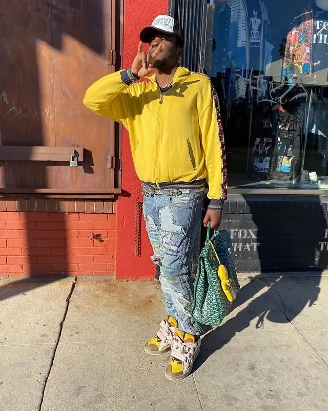 Kirk Knight outfit in B.B. Simon, Goyard, and Guitar Boys, 2021