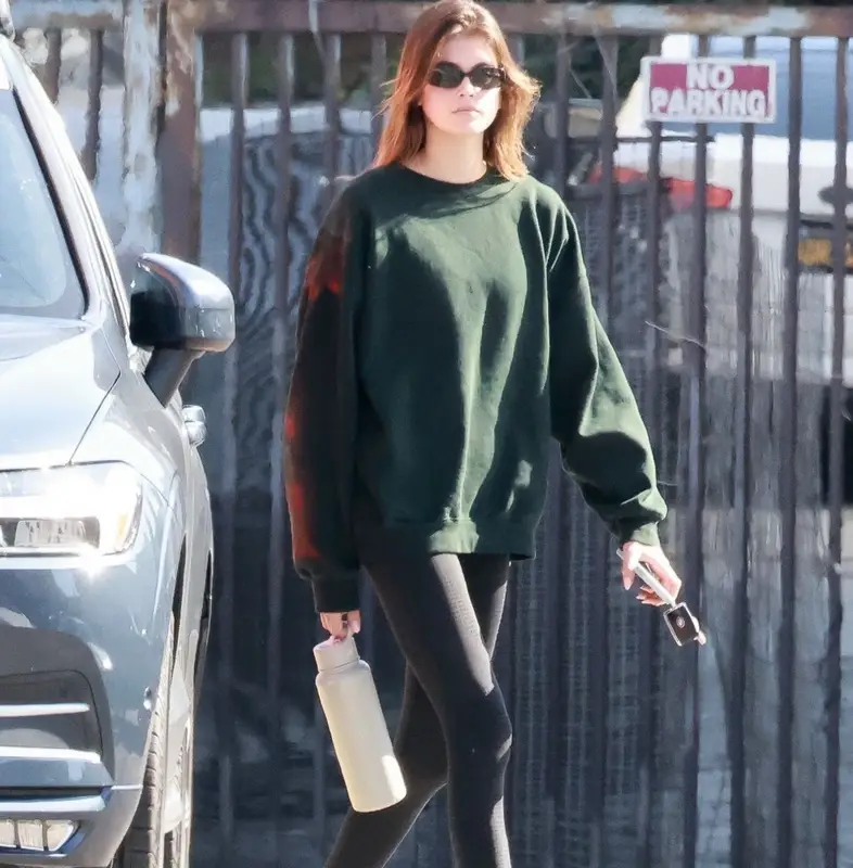 Kaia Gerber outfit in Celine, Ray-Ban, and Nike, 2022