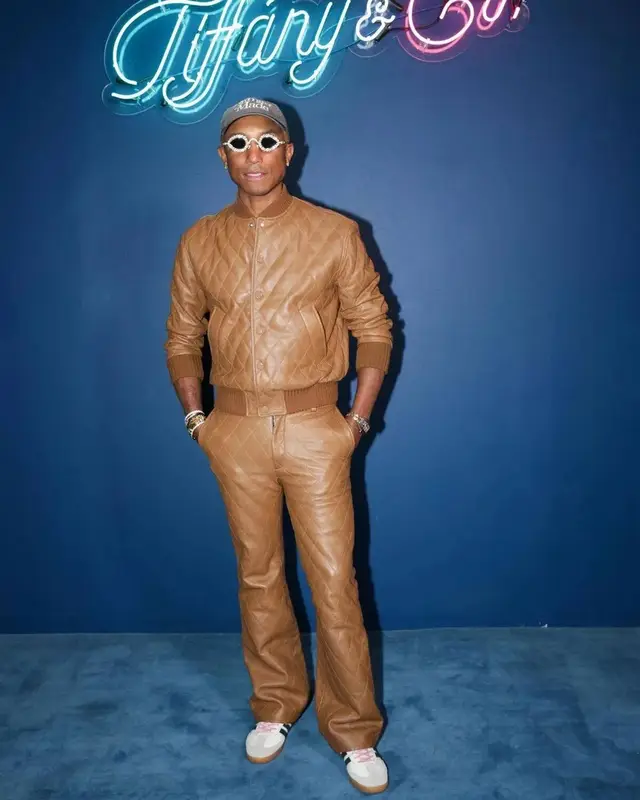 Pharrell Williams outfit in Tiffany&Co, Human Made, and Girls Don't Cry, 2022