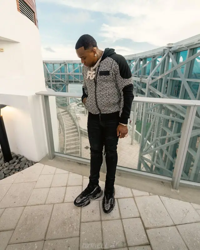 BandMan Kevo outfit in Balmain and Amiri, 2022
