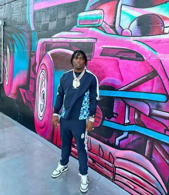 Fredo Bang outfit in Bape, 2022