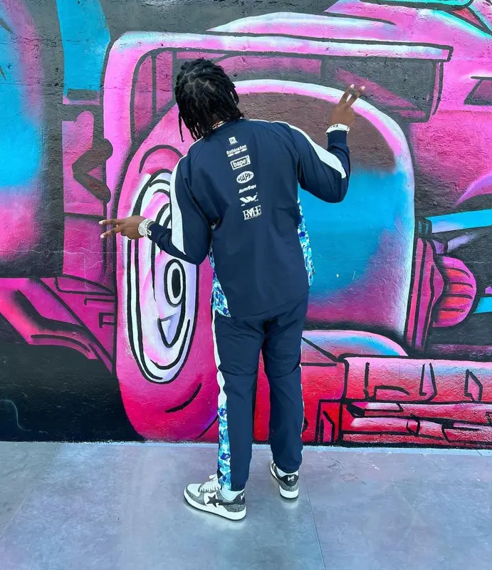 Fredo Bang outfit in Bape, 2022