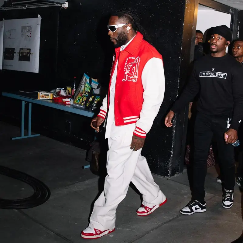 Burna Boy outfit in Louis Vuitton, 2022