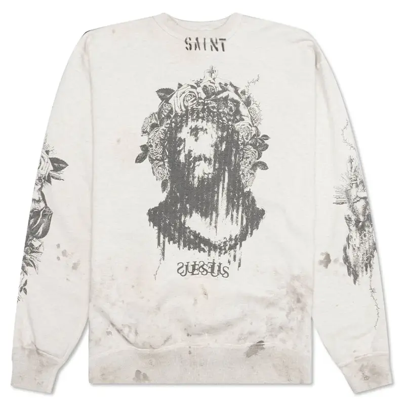 Saint Michael × Kawamura Grey Jesus Sweatshirt | WHAT'S ON THE STAR?