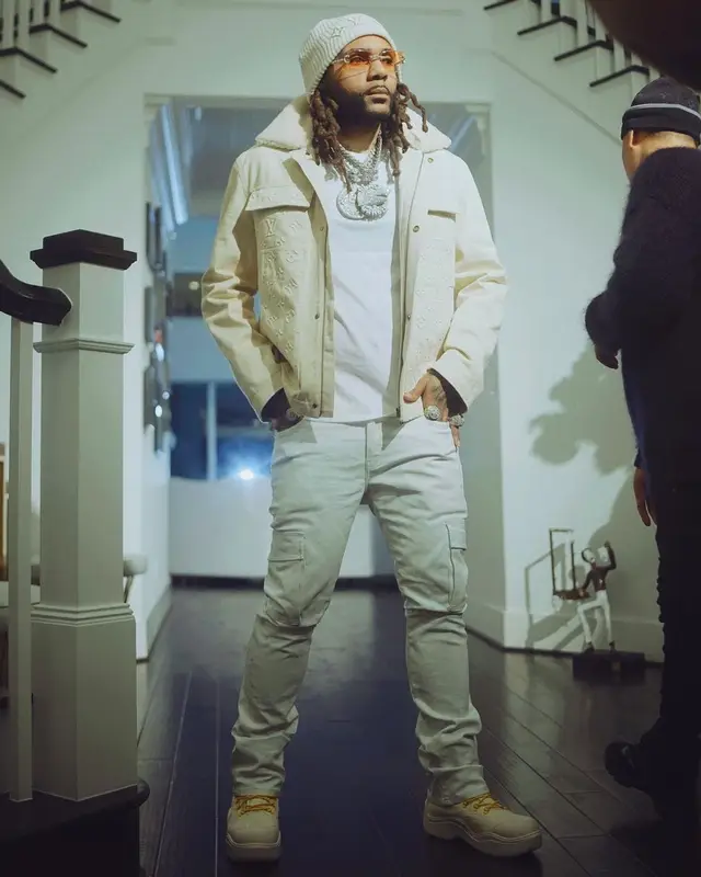 Money Man outfit in Bottega Veneta and Louis Vuitton, 2022