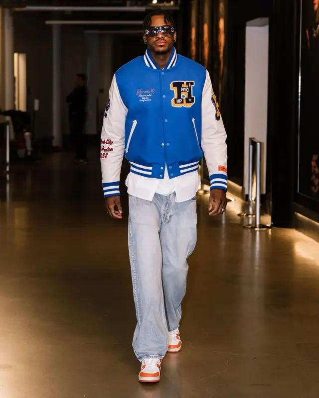 Jarred Vanderbilt outfit in Heron Preston, Balenciaga, and Louis Vuitton, 2022