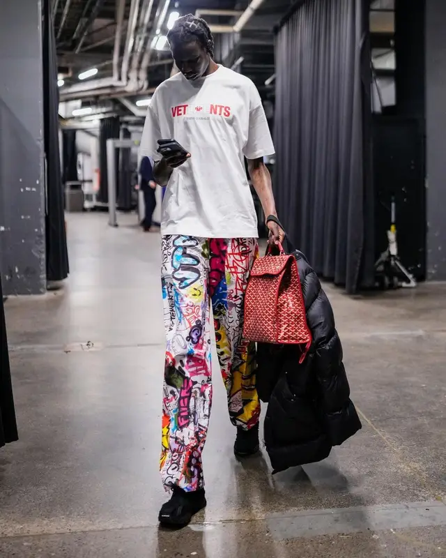 Bol Bol outfit in Rick Owens, Vetements, and Goyard, 2022