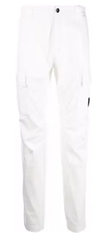 C.P. Company Gauze White Stretch Sateen Cargo Pants $253