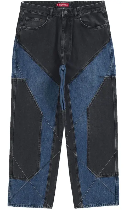 Supreme 2-Tone Paneled Black Jeans $245