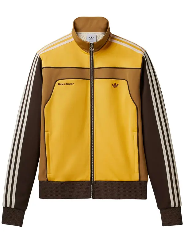 Adidas 80'S Striped Tech-Jersey Yellow/Brown Track Jacket $280