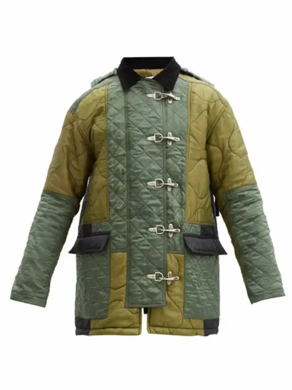 Loewe Patchwork Hooded Quilted Khaki Multi Parka $2056