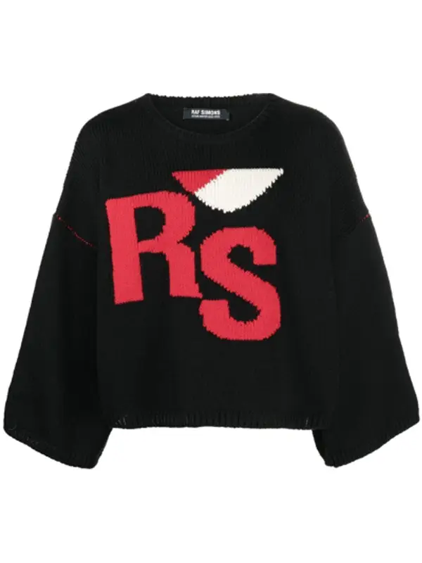 Raf Simons Black Cropped Logo Sweater $1010