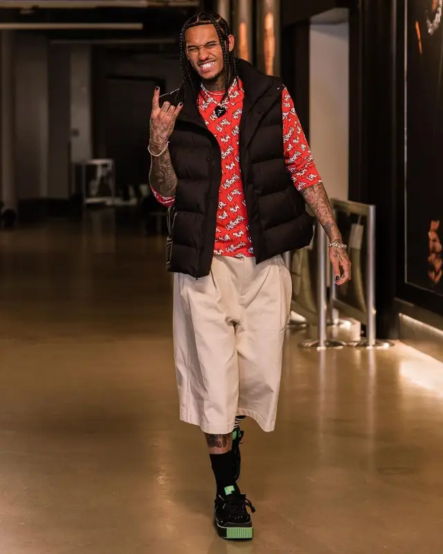 Jordan Clarkson outfit in Balenciaga, ERL, and Rick Owens, 2022