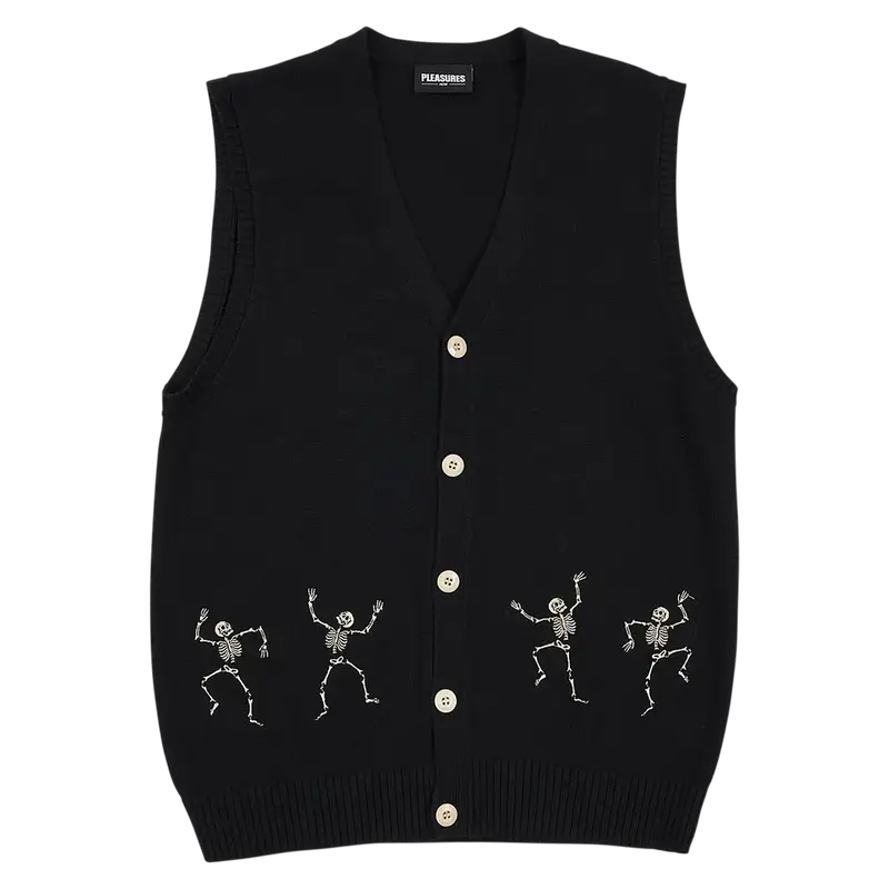 Pleasures Bones Black Cardigan Vest $100