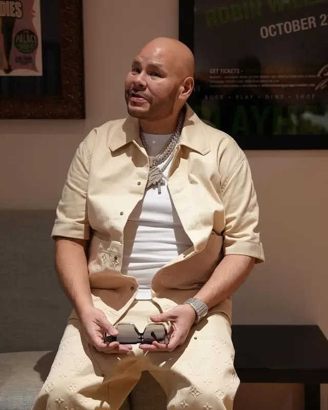 Fat Joe outfit in Jordan, Louis Vuitton, and Off-White, 2022