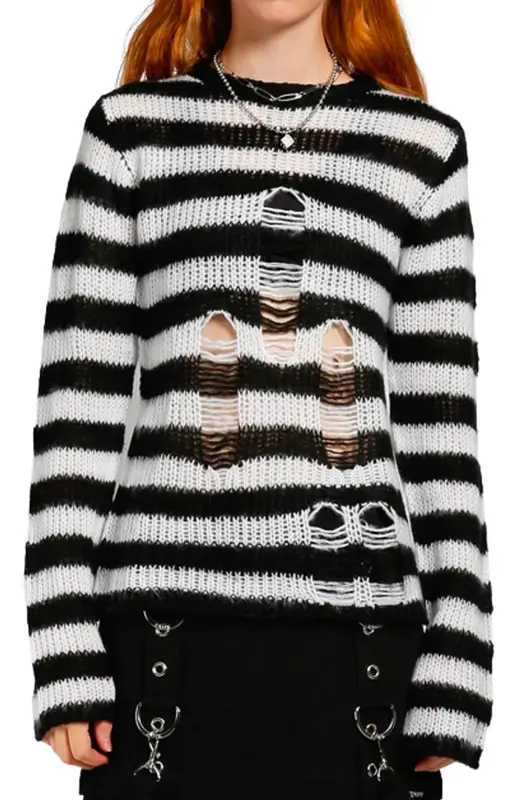 Tripp NYC Rag Stripe White/Black Sweater $88