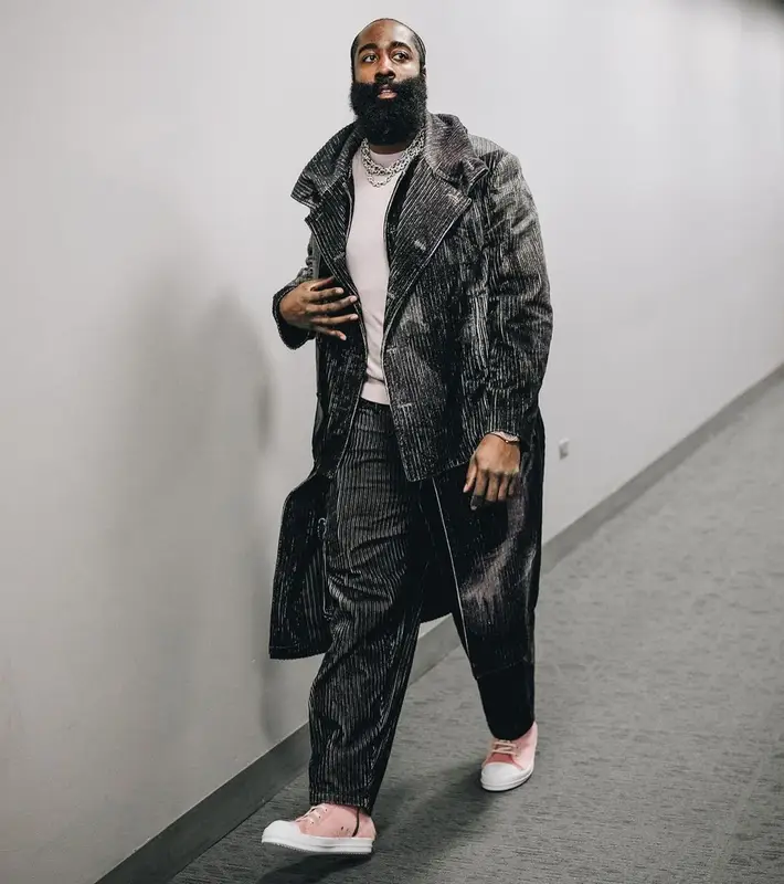 James Harden outfit in Issey Miyake and Rick Owens, 2022