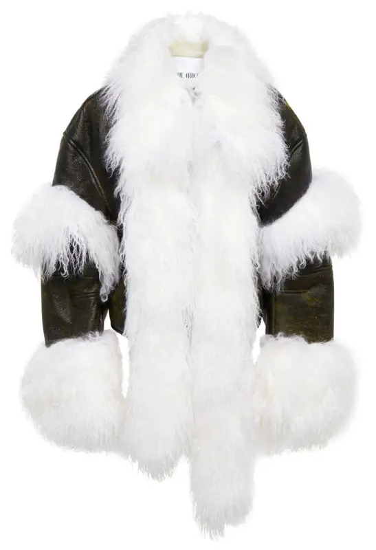 The Attico Noelle Shearling-Trimmed Leather Bomber Jacket $2817