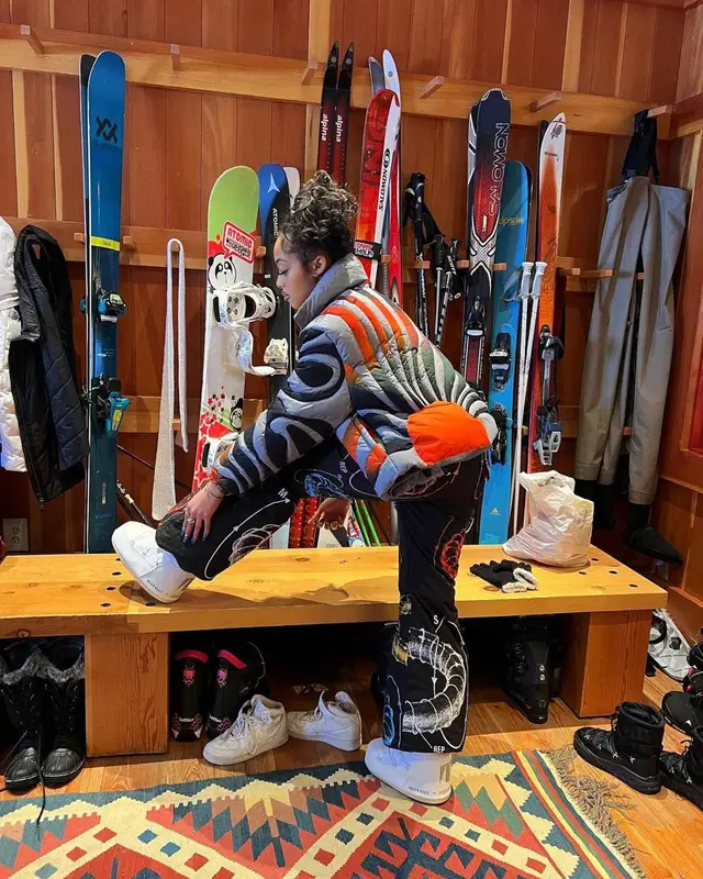 Jodie Woods outfit in ERL, MSFTSrep, and Moncler, 2022