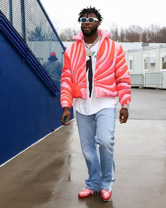Shaq Lawson outfit in ERL, Gallery Dept., and Dior, 2022
