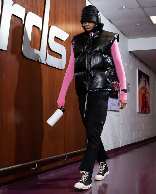 Kyle Kuzma outfit in Rick Owens, Prada, and Apple, 2022