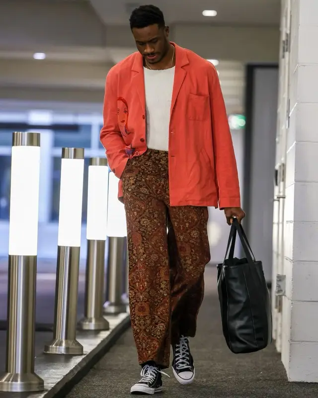 Thanasis Antetokounmpo outfit in KidSuper, Suss, and Converse, 2022