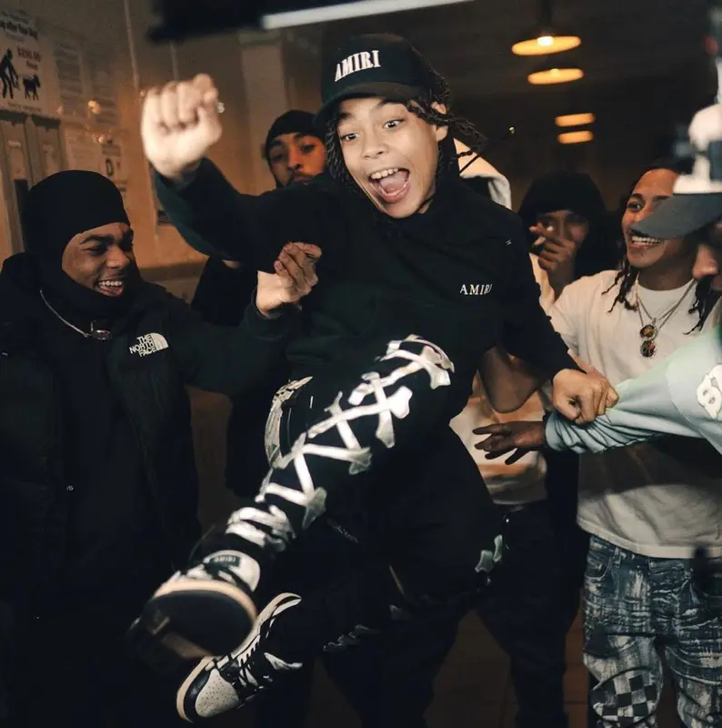SugarHill Ddot outfit in Moncler and Amiri, 2022