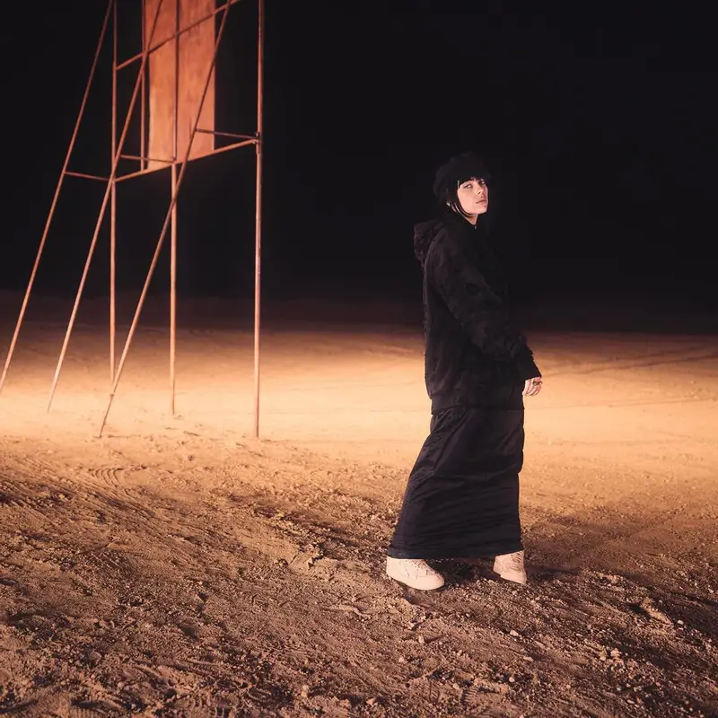 Billie Eilish outfit in Nike and Billie Eilish Merch, 2022