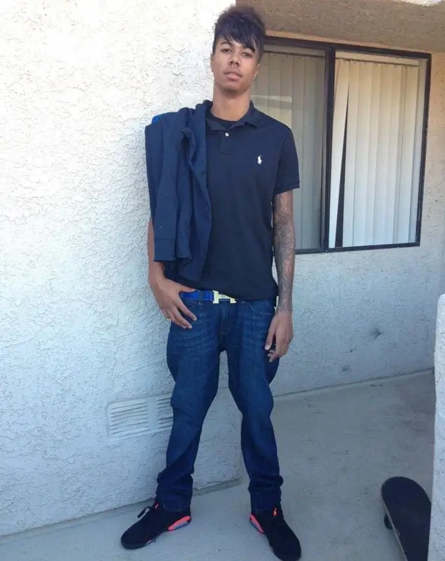 Blueface outfit in Polo Ralph Lauren, Levi’s, and Hermes, 2014