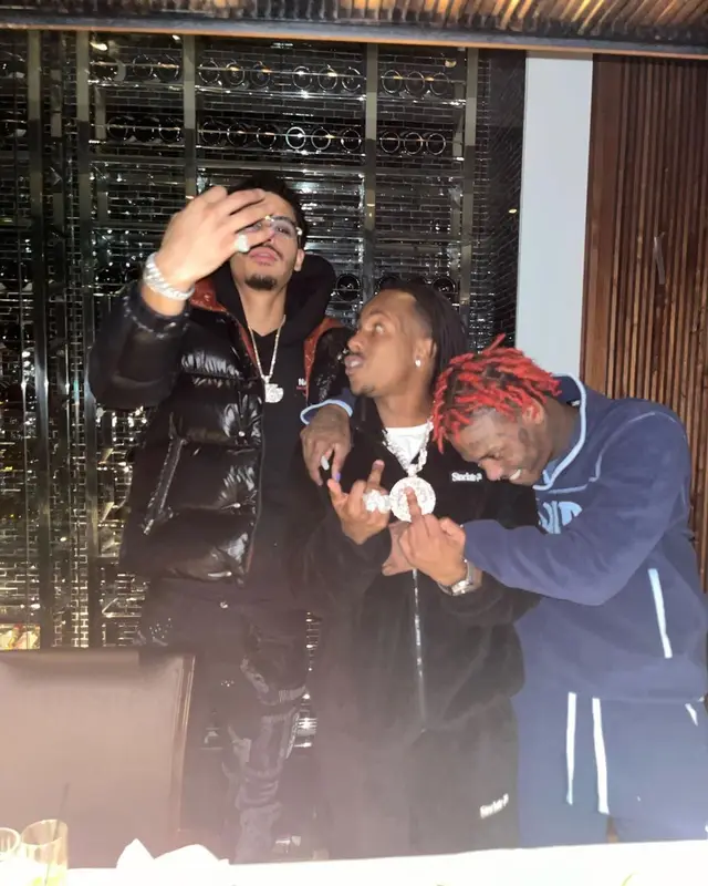 Rich The Kid outfit in Sinclair and Rick Owens, 2022