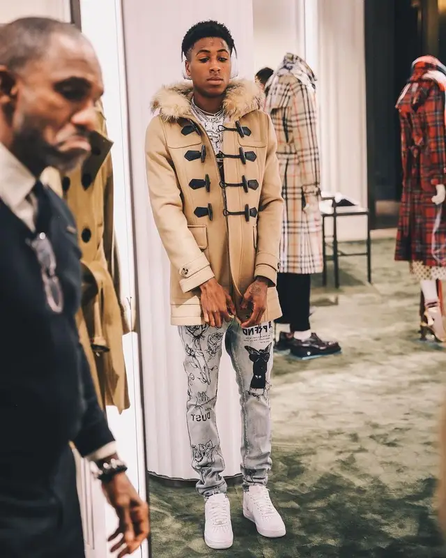 NBA YoungBoy outfit in Burberry, Profound, and Moschino, 2022
